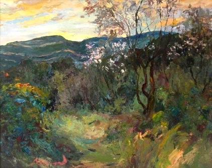 &quot;Atardecer&quot;, óleo s / t, 64 x 79 cm.